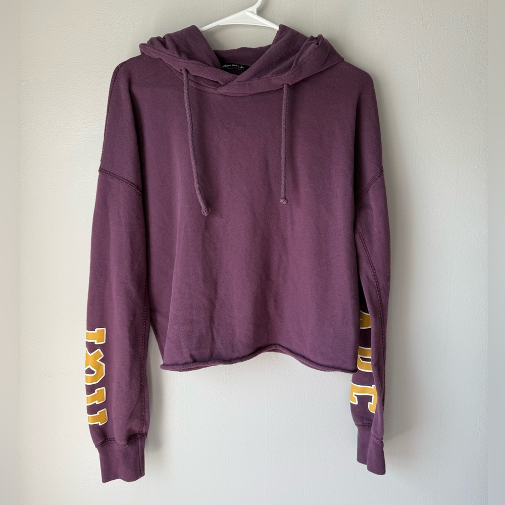 Abercrombie & Fitch Purple Cropped Long Sleeve Hoodie